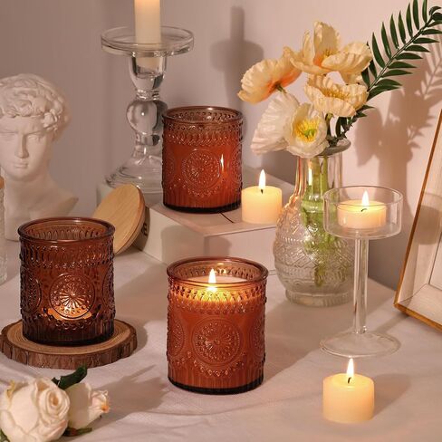 Darjen 10 Pack Pink Candle Swars لصنع الشموع- 7.5 أوقية شمعة زجاجية فارغة صنع الجرار مع أغطية الخيزر in Kuwait