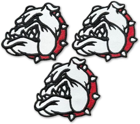 Embroidered Bulldog Pitbull Patches, Set of 3, White Face Design in Saudi Arabia