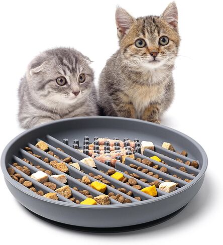 Slow Feeder Cat Bowl 2-in-1 Silicone Suction Cup Cat Treat Dispenser and Cat Bowls Combination Fun Interactive Stop Flatulence Puzzle Cat Slow Feeder Wobble Cat Bowls Keeps Cats Busy Reduces Anxiety in Saudi Arabia