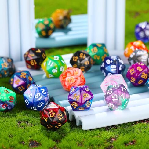 TECUNITE 25 قطعة زهر متعدد السطوح مجموعة مع حقيبة سوداء متوافقة مع RPG MTG وغيرها مع تشكيلة عشوائية متعددة الألوان (ستار) in Kuwait