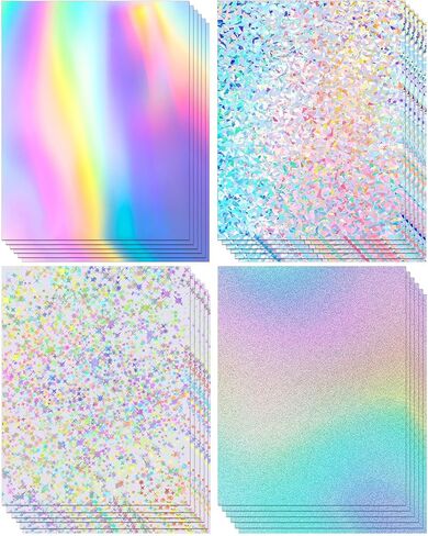 24 Sheets Holographic Cardstock 8.5 x 11, 250gsm/92lb Metallic Paper Glitter Shiny Iridescent Mirror Paper Thick Card Stock Paper for Crafts, Card Making, Scrapbook Supplies(Pink) in Saudi Arabia