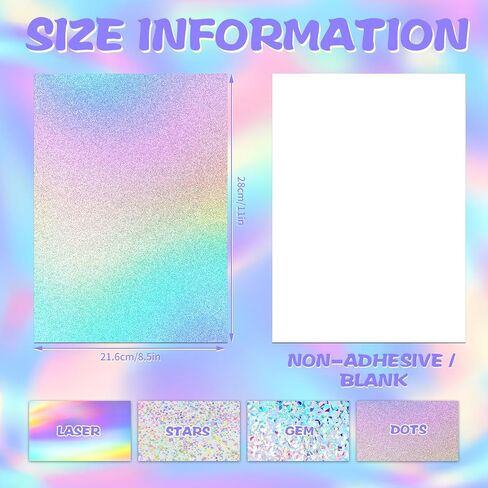24 Sheets Holographic Cardstock 8.5 x 11, 250gsm/92lb Metallic Paper Glitter Shiny Iridescent Mirror Paper Thick Card Stock Paper for Crafts, Card Making, Scrapbook Supplies(Pink) in Saudi Arabia
