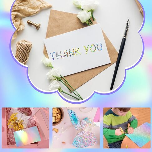 24 Sheets Holographic Cardstock 8.5 x 11, 250gsm/92lb Metallic Paper Glitter Shiny Iridescent Mirror Paper Thick Card Stock Paper for Crafts, Card Making, Scrapbook Supplies(Pink) in Saudi Arabia