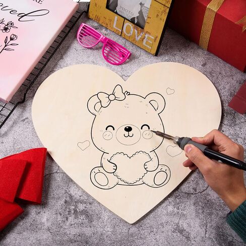 AWIZOM 3 Pcs 16 Inch Unfinished Wooden Hearts for Crafts Blank Wooden Heart Cutouts 1/4 Thick Large Wood Heart Slices for Valentine's Day Project, Painting, Door Hanger, Sign Making, Laser Engraving in Kuwait