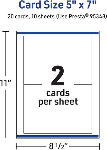 Avery Printable Rectangle Cards with Sure Feed Technology, 5" x 7", Glossy White Cardstock, Laser/Inkjet, 20 Total, Great for Invitation Cards and Thank You Cards in Saudi Arabia
