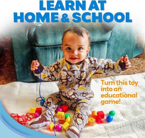 حبات Skoolzy Lacing 30 جهاز كمبيوتر الشخصي لألعاب Montessori لعمر 3 سنوات وطفل صغير تتراوح أعمارهم بين 2 و 4 سنوات مع خرز للأطفال التعلم والسفر ، ألعاب المهارات الحركية الدقيقة in Kuwait