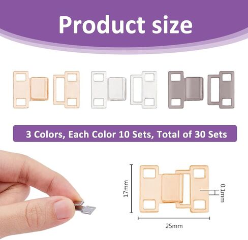 SUPERFINDINGS 30 Sets 3 Colors Alloy Sewing Hooks and Eyes Closure Set Pants Hook and Eye Clothig Fixing Tools for Pants Skirt Bra Dress Sewing DIY Trouser Clothing Fasteners in Saudi Arabia