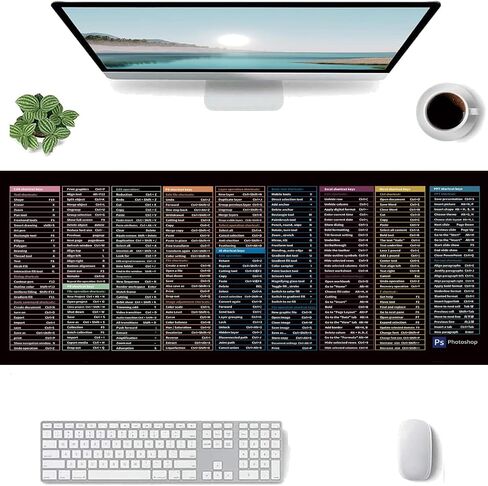 Excel Cheat Sheet Desk Pad,80 * 30cm/31.5 * 11.8in,Excel Mouse Pad Shortcuts,Excel Short Cut Desk Mat,Word/Excel Shortcuts Cheat Sheet Mouse Pad (D) in Saudi Arabia