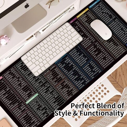 Excel Cheat Sheet Desk Pad,80 * 30cm/31.5 * 11.8in,Excel Mouse Pad Shortcuts,Excel Short Cut Desk Mat,Word/Excel Shortcuts Cheat Sheet Mouse Pad (D) in Saudi Arabia