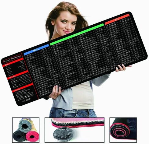 Excel Cheat Sheet Desk Pad,80 * 30cm/31.5 * 11.8in,Excel Mouse Pad Shortcuts,Excel Short Cut Desk Mat,Word/Excel Shortcuts Cheat Sheet Mouse Pad (D) in Saudi Arabia