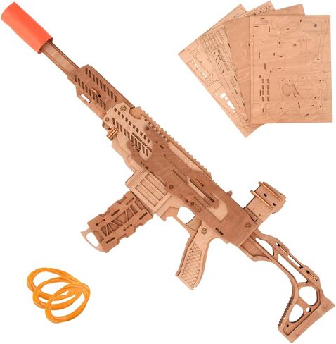 3D Puzzles for Adults, Wooden 3D Puzzle Model Rubber Bands Gun Toys Building Kits, DIY Wood Crafts Cool Toy Hobbies for Men Women, Creative Assembly Gifts (M97) in Saudi Arabia