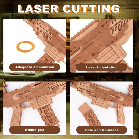 3D Puzzles for Adults, Wooden 3D Puzzle Model Rubber Bands Gun Toys Building Kits, DIY Wood Crafts Cool Toy Hobbies for Men Women, Creative Assembly Gifts (M97) in Saudi Arabia