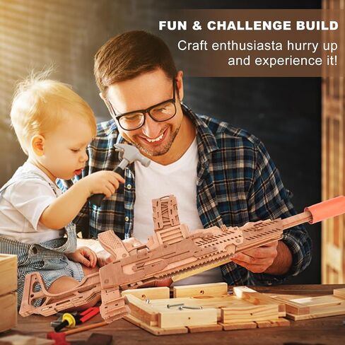 3D Puzzles for Adults, Wooden 3D Puzzle Model Rubber Bands Gun Toys Building Kits, DIY Wood Crafts Cool Toy Hobbies for Men Women, Creative Assembly Gifts (M97) in Saudi Arabia