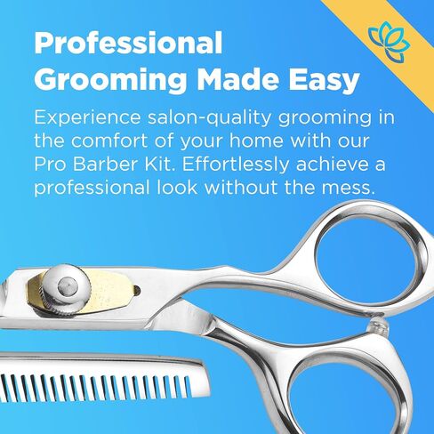 Equinox Dog Grooming Scissors & Deshedder - 7 in 1 Pet Grooming Scissors Set with undercoat brush - Curved Dog Scissors with safety tips - Includes Thinning & Rounded Shears - For dogs & cats in Saudi Arabia
