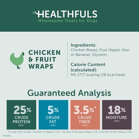 WESTMINSTER PET PRODUCTS Healthfuls Chicken Wrapped Fruit Treats, 3.5 oz - Dried Apple, Kiwi, and Banana Wrapped in Premium Chicken Filet - Healthy, Protein Rich Treats for Dogs in Saudi Arabia