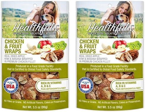 WESTMINSTER PET PRODUCTS Healthfuls Chicken Wrapped Fruit Treats, 3.5 oz - Dried Apple, Kiwi, and Banana Wrapped in Premium Chicken Filet - Healthy, Protein Rich Treats for Dogs in Saudi Arabia
