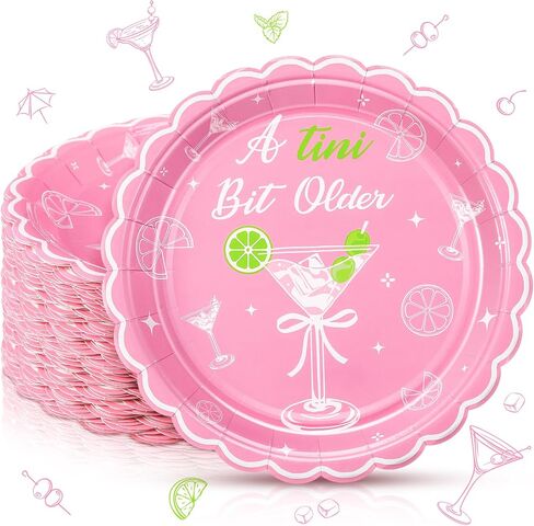 50 Pcs Martini Dessert Plates Bulk 7 Inch A Tini Bit Older Paper Plates Martini Bow Birthday Party Decors for Birthday Bridal Bachelorette Martini Party Supplies in Saudi Arabia