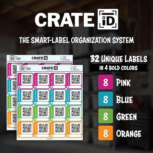 Crate ID QR Code Smart Storage Labels for Organizing Storage Bin & Totes | Premium Color QR Code Stickers | Track and Search Inventory with Free App | Upgrade Your Organization (Mix Pack) in Saudi Arabia