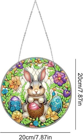 DIY Hanging Diamond Pendant Special Shaped Crystal Diamond Art Painting Ornament Double-Sided Pattern Single Sided for Window Home Garden Wall Door Decor-Easter Bunny Egg01 in Saudi Arabia