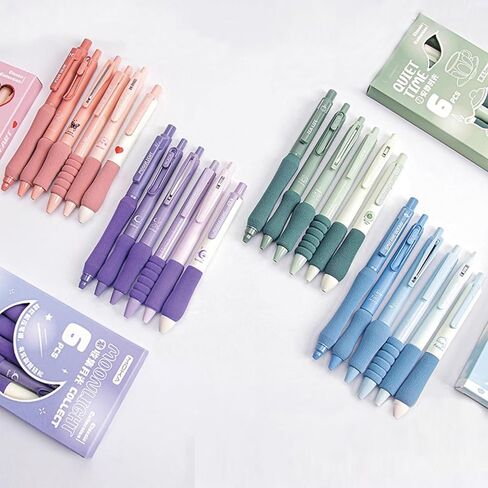 6 Pcs Gel Pens Cute Pink Retractable Pens Soft Grip Pen 0.5mm Black Ink Pen Writing Pens Office School Supplies for Girls Boys Women Men (Pink) in Saudi Arabia