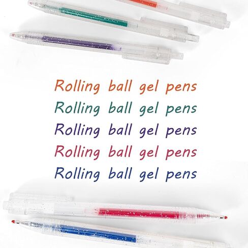 SMOOTHERPRO Glitter Retractable Gel Pens 18 Colors Metallic Colored Gel Pen 1.0 mm Bold Silver Glitter Gel Ink for Adults Coloring Journaling Drawing Doodling (GRP018N) in Kuwait