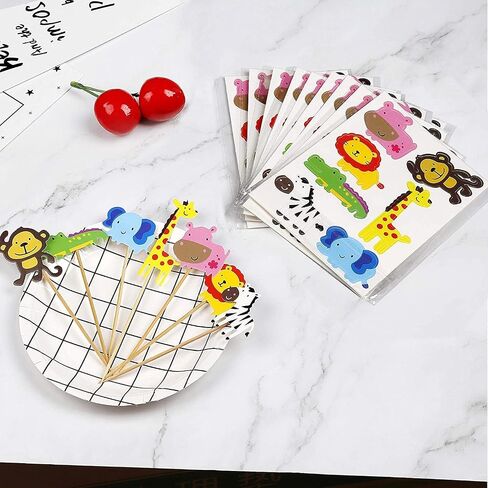 35pcs Jungle Safari Cake Cake Toppers Zoo موضوع كب كيك أعلى قبعات الغابة حيوانات الديكور الكعكة استخدام للاستحمام الطفل طفل Bithday Party in Saudi Arabia