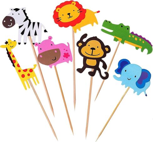 35pcs Jungle Safari Cake Cake Toppers Zoo موضوع كب كيك أعلى قبعات الغابة حيوانات الديكور الكعكة استخدام للاستحمام الطفل طفل Bithday Party in Saudi Arabia