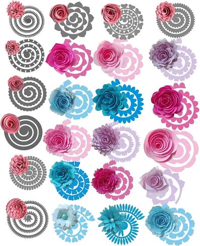 24Pcs 3D Flowers Spiral Metal Cutting Dies for Card Making DIY Scrapbooking Embossing Stencil Die Cuts Punch Template Mould Arts Crafts Metal Cutting Dies for Paper Crafting Handmade Crafts in Kuwait
