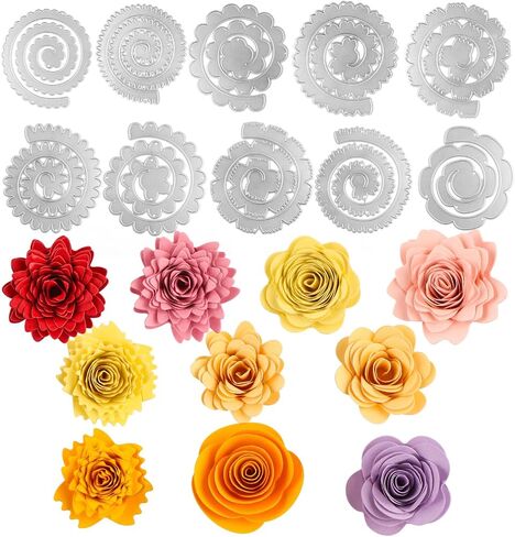 24Pcs 3D Flowers Spiral Metal Cutting Dies for Card Making DIY Scrapbooking Embossing Stencil Die Cuts Punch Template Mould Arts Crafts Metal Cutting Dies for Paper Crafting Handmade Crafts in Kuwait