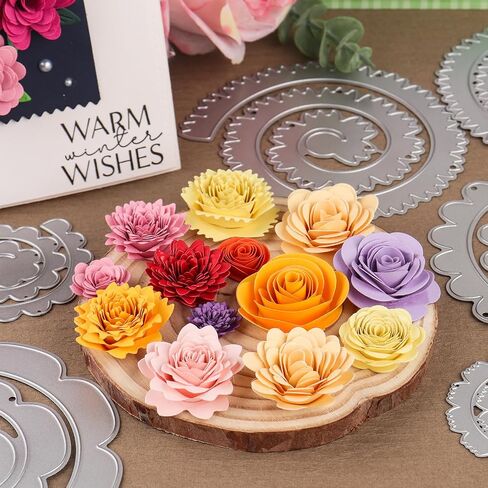 24Pcs 3D Flowers Spiral Metal Cutting Dies for Card Making DIY Scrapbooking Embossing Stencil Die Cuts Punch Template Mould Arts Crafts Metal Cutting Dies for Paper Crafting Handmade Crafts in Kuwait