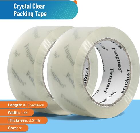 Noiseless Packing Tape with Dispenser, 2.7 mil Heavy Duty Shipping Tape, Packaging Tape Refills for Shipping and Moving Boxes, 1.88 inch x 66.6 Yards Packing Tape Dispenser Gun, 2 Roll + 2 Dispenser in Saudi Arabia