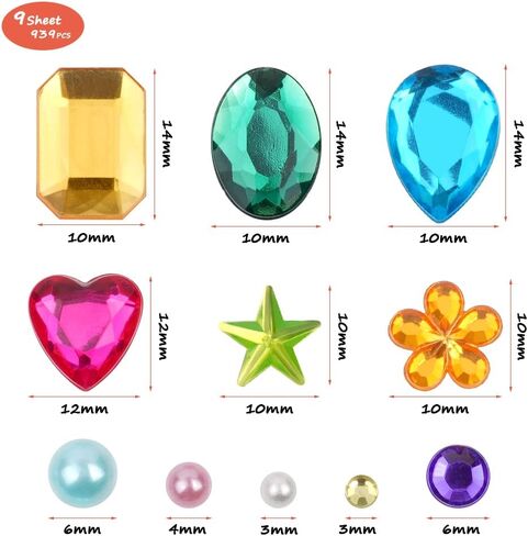 AOMIG Gems Stickers for Kids Crafts, 1908+ PCS Self Adhesive Jewel Stickers, 16 Sheets Small Rhinestone Stickers, Multicolored Decorative Diamond Stickers Craft Supplies for Kids, Nail, Makeup, DIY in Kuwait