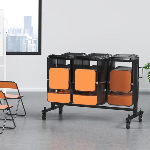 رف كرسي قابل للطي Vevor ، سعة 400 رطل ، عربة كرسي شاقة لـ 42 كرسيًا أو 12 طاولًا ، تخزين كرسي متعدد الوظائف مع عجلات مطاطية وحاملات ، حامل كرسي كبير ، أسود غير لامع in Kuwait