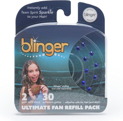 BLINGER® Ultimate Fan Recled Pack مع 30 بلورات زجاجية دقة | تألق على الفور بألوان روح الفريق | آمن الشعر - بلينغ في فرشاة - أخضر فاتح in Kuwait