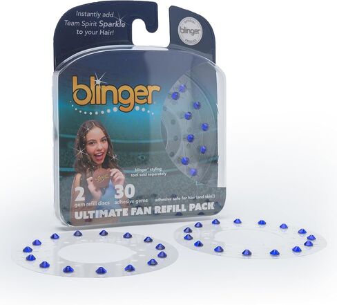BLINGER® Ultimate Fan Recled Pack مع 30 بلورات زجاجية دقة | تألق على الفور بألوان روح الفريق | آمن الشعر - بلينغ في فرشاة - أخضر فاتح in Kuwait