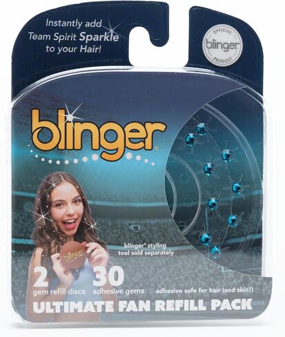 BLINGER® Ultimate Fan Recled Pack مع 30 بلورات زجاجية دقة | تألق على الفور بألوان روح الفريق | آمن الشعر - بلينغ في فرشاة - أخضر فاتح in Kuwait
