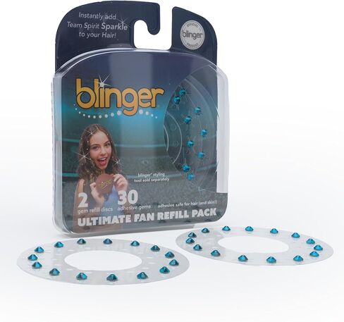 BLINGER® Ultimate Fan Recled Pack مع 30 بلورات زجاجية دقة | تألق على الفور بألوان روح الفريق | آمن الشعر - بلينغ في فرشاة - أخضر فاتح in Kuwait