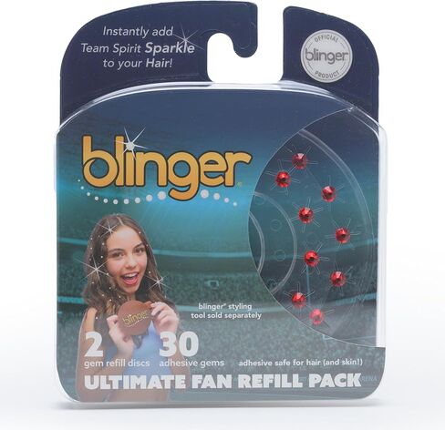 BLINGER® Ultimate Fan Recled Pack مع 30 بلورات زجاجية دقة | تألق على الفور بألوان روح الفريق | آمن الشعر - بلينغ في فرشاة - أخضر فاتح in Kuwait