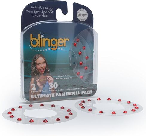BLINGER® Ultimate Fan Recled Pack مع 30 بلورات زجاجية دقة | تألق على الفور بألوان روح الفريق | آمن الشعر - بلينغ في فرشاة - أخضر فاتح in Kuwait