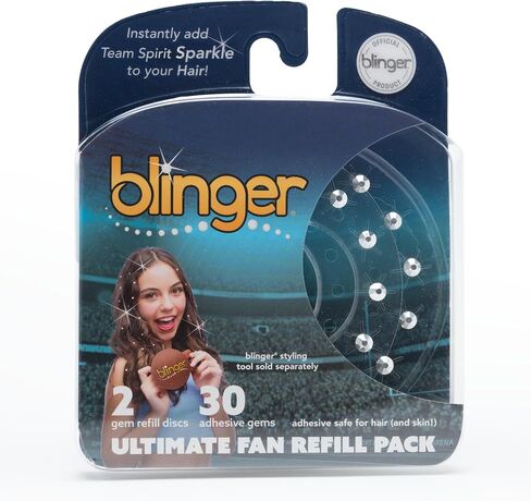 BLINGER® Ultimate Fan Recled Pack مع 30 بلورات زجاجية دقة | تألق على الفور بألوان روح الفريق | آمن الشعر - بلينغ في فرشاة - أخضر فاتح in Kuwait