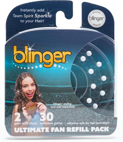 BLINGER® Ultimate Fan Recled Pack مع 30 بلورات زجاجية دقة | تألق على الفور بألوان روح الفريق | آمن الشعر - بلينغ في فرشاة - أخضر فاتح in Kuwait