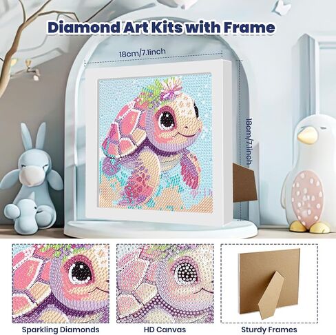 Genius maker Diamond Art Kits with Frame, 5D Diamond Art Kits, Rabbit Diamond Gem Art for Girls Boys, Flower Diamond Dots Kits, Painting Arts and Crafts for Home Wall Decor(7x7inch) in Saudi Arabia