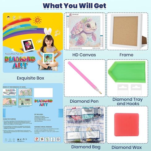 Genius maker Diamond Art Kits with Frame, 5D Diamond Art Kits, Rabbit Diamond Gem Art for Girls Boys, Flower Diamond Dots Kits, Painting Arts and Crafts for Home Wall Decor(7x7inch) in Saudi Arabia