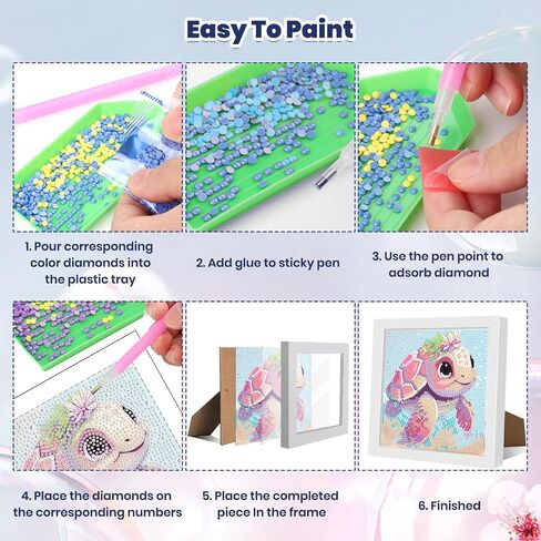 Genius maker Diamond Art Kits with Frame, 5D Diamond Art Kits, Rabbit Diamond Gem Art for Girls Boys, Flower Diamond Dots Kits, Painting Arts and Crafts for Home Wall Decor(7x7inch) in Saudi Arabia