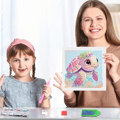 Genius maker Diamond Art Kits with Frame, 5D Diamond Art Kits, Rabbit Diamond Gem Art for Girls Boys, Flower Diamond Dots Kits, Painting Arts and Crafts for Home Wall Decor(7x7inch) in Saudi Arabia