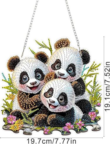 SENQAO Panda Hanging Diamond Art Painting Kits for Adults Beginners, 5D Special Shape Diamond Art Kits, Cute Panda Crystal Rhinestones Diamond Gem Art Painting for Home Garden Wall Decor in Saudi Arabia