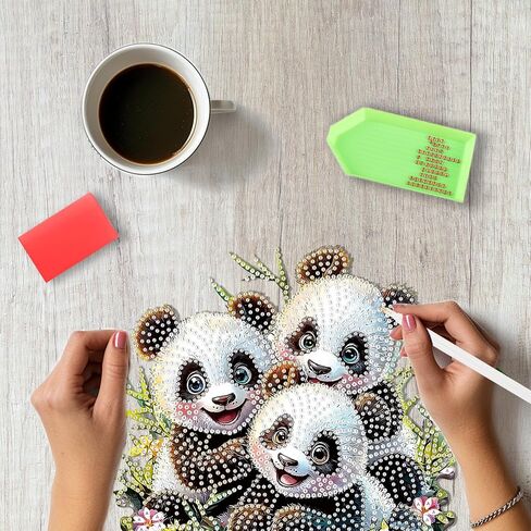 SENQAO Panda Hanging Diamond Art Painting Kits for Adults Beginners, 5D Special Shape Diamond Art Kits, Cute Panda Crystal Rhinestones Diamond Gem Art Painting for Home Garden Wall Decor in Saudi Arabia