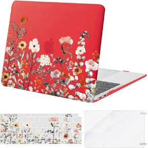 MOSISO Compatible with MacBook Air 13 inch Case 2022 2021 2020 2019 2018 Release A2337 M1 A2179 A1932 Retina Display, Plastic Garden Flowers Hard Shell&Keyboard Cover&Screen Protector, Black