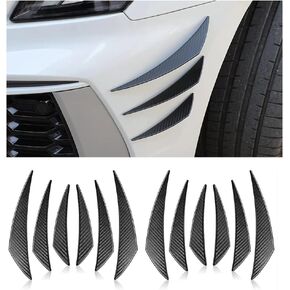 Rsept 12 Pcs Universal Car Spoiler Canards Kit,Car Front Bumper Lip Splitter Black Exterior Soft Fins, Anti Collision Exterior Sticker Accessories for Car Body Decoration (Carbon Fiber)