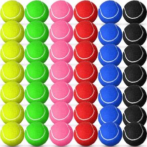 48 Pcs Colored Tennis Balls Bulk 2.5 Inch Standard Pressure, Practice Training Tennis Balls Dogs Playing Balls for Player Beginner Youth Training Pet Ball, 6 Colors
